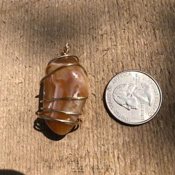 Natural Chunk Pendant of Banded Citrine Agate - Picture 2 of 4